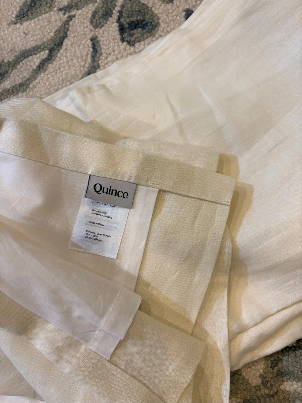 Quince European Luxe Linen White curtain panel 48x84 (one panel)